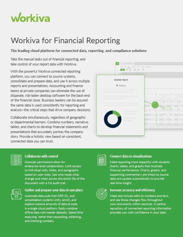 Financial Reporting Datasheet