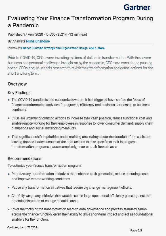 First page of Gartner report