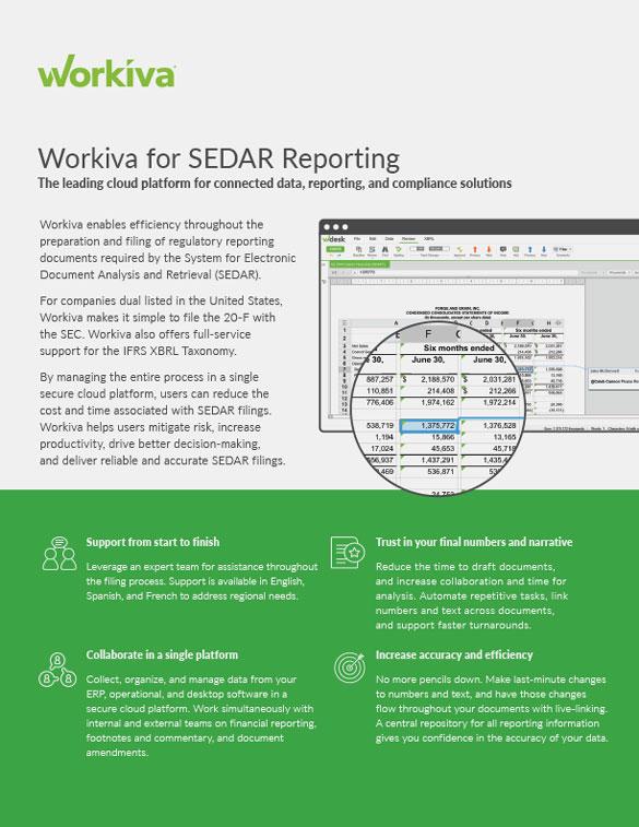 sedar reporting datasheet