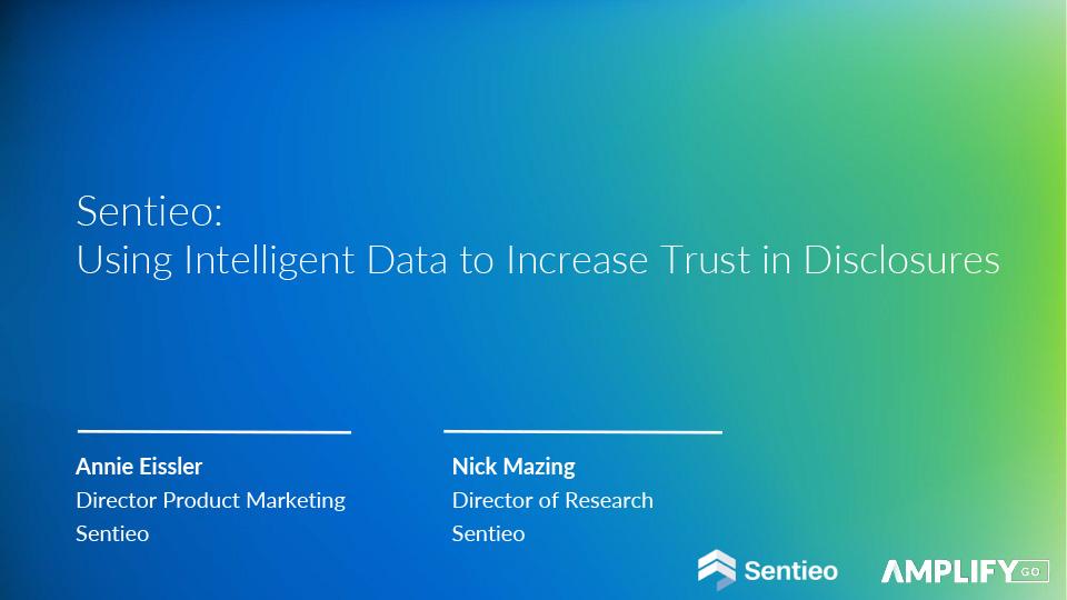 title slide for using intelligent data to increase trust in disclosures webinar