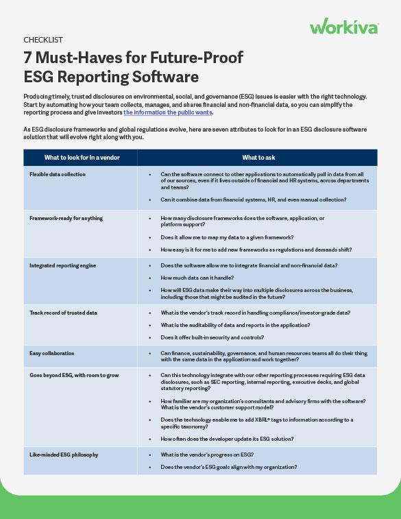 A checklist of what to look for in an ESG reporting platform