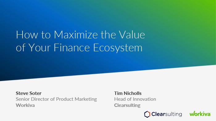 Webinar title slide How to Maximize the Value of Your Finance Ecosystem