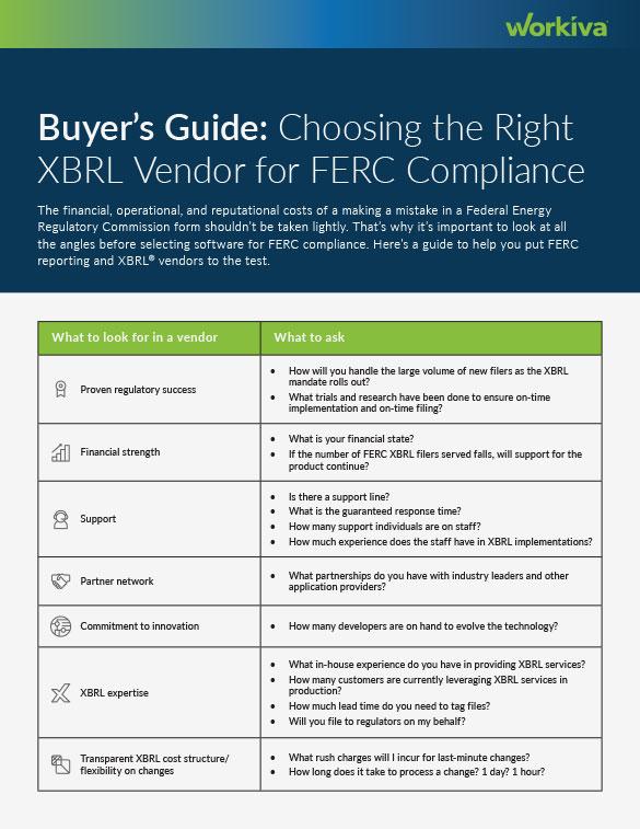 Questions to ask vendors of XBRL software for FERC compliance