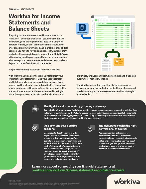 Workiva for Income Statements and Balance Sheets Datasheet