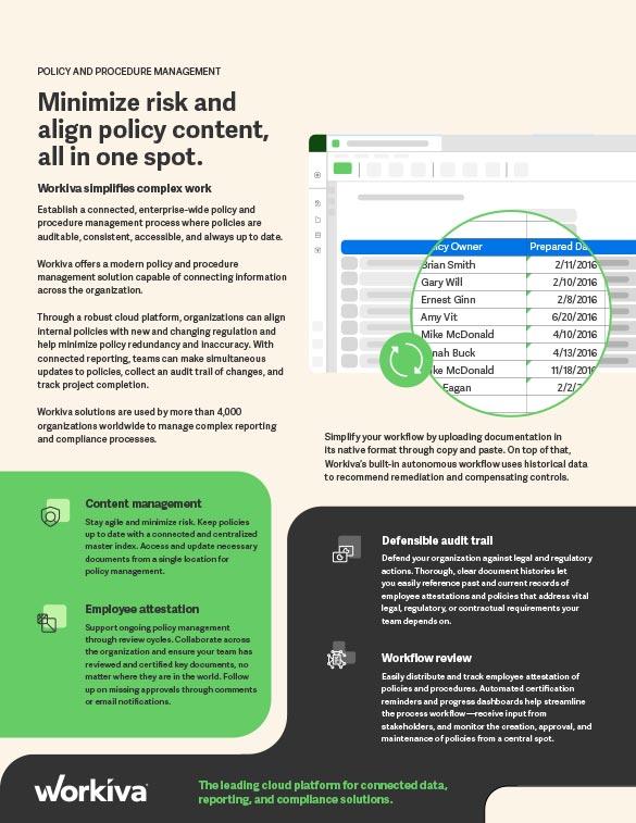 policy and procedures datasheet