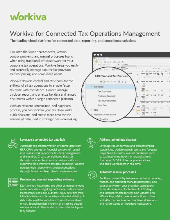 tax reporting datasheet